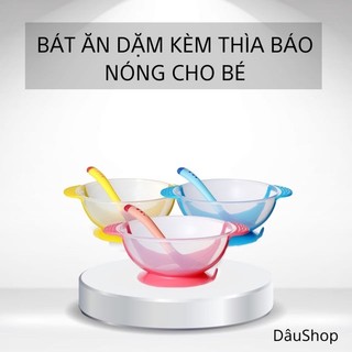 Bát ăn dặm kèm thìa báo nóng cho bé
