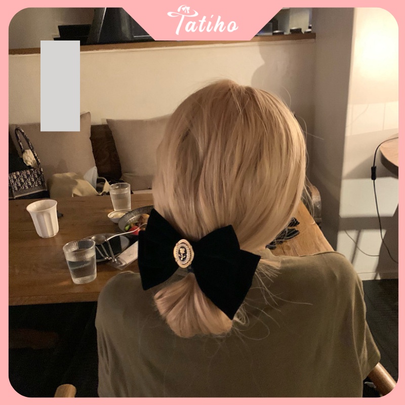 Kẹp tóc nữ phối đính đá chất liệu nhung mềm cao cấp phong cách trang nhã dịu dàng nữ tính thời trang Hàn Quốc - mã KT015