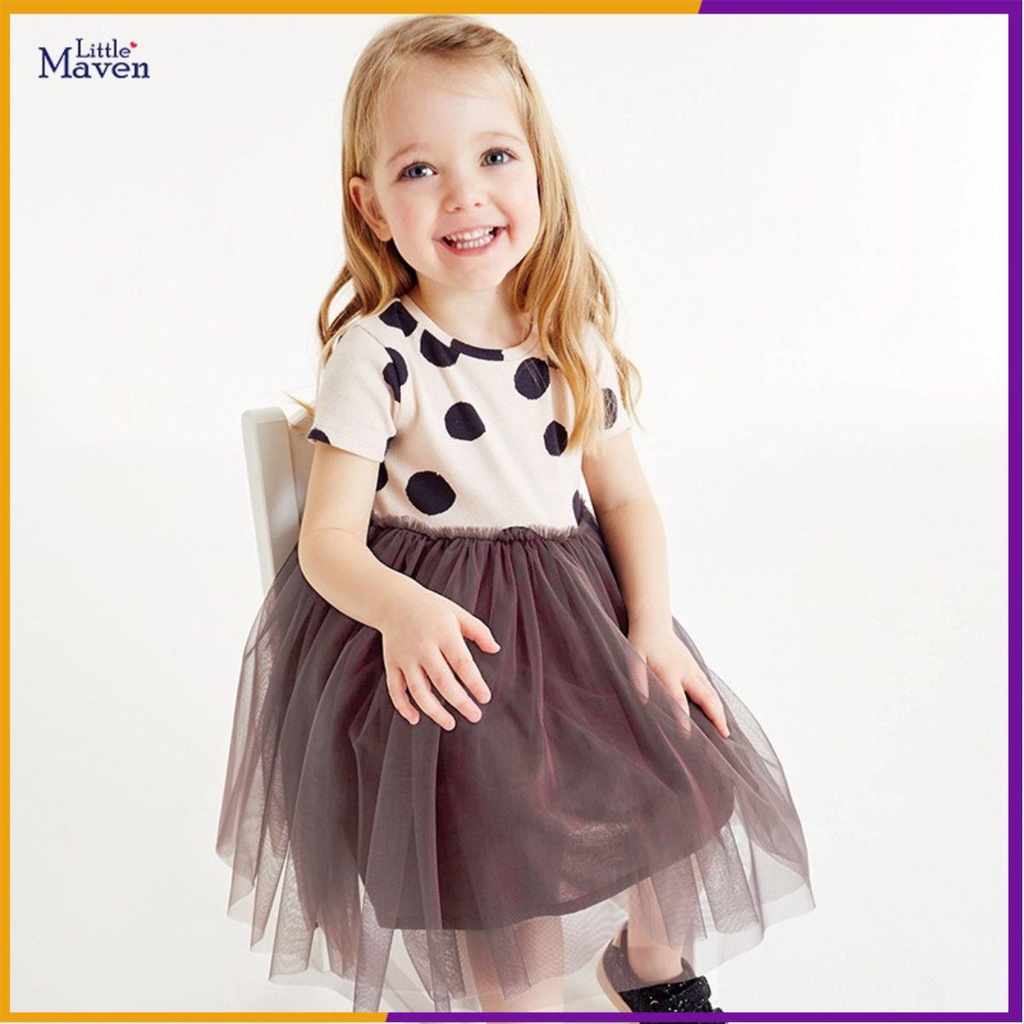 Váy Little Maven Cho Bé - Váy Cotton Ngắn Tay Hè - Hàng Chính Hãng