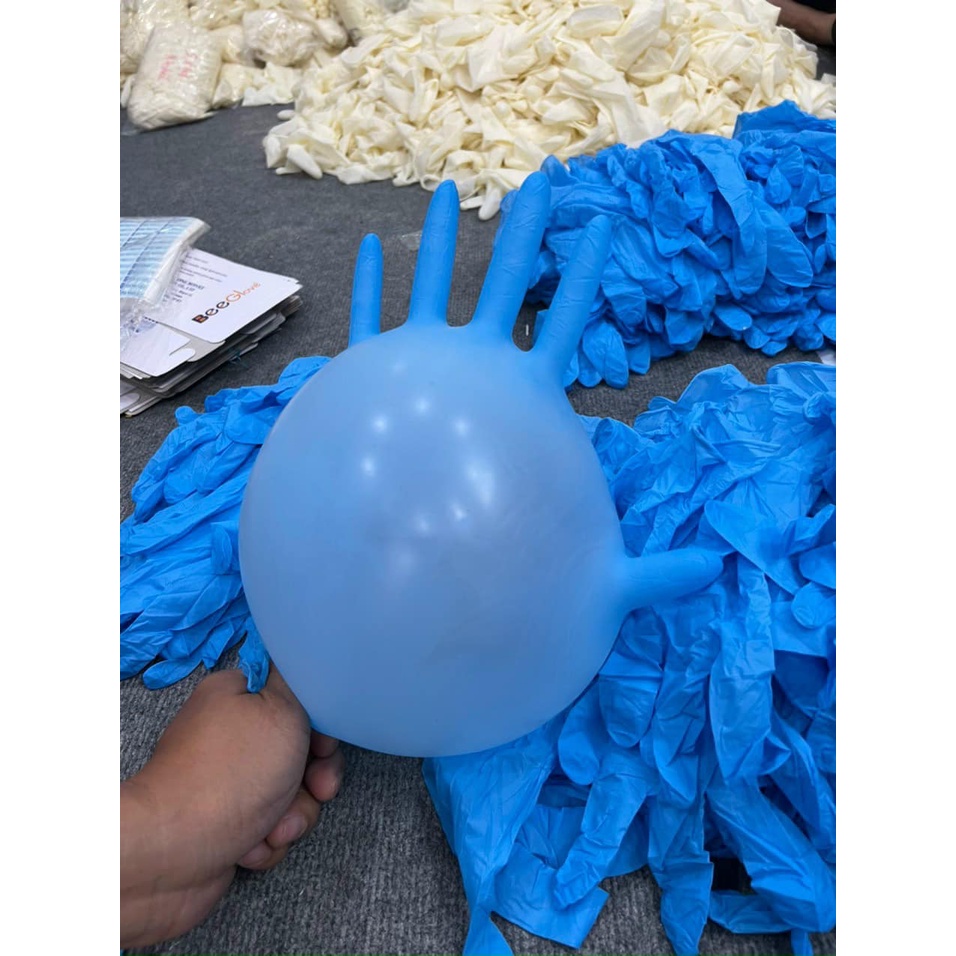 Găng tay y tế | gang tay nitrile xanh không bột hộp 100 chiếc