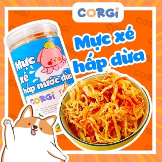 Khô mực xé sợi hấp nước dừa thơm ngon - ăn vặt corgi