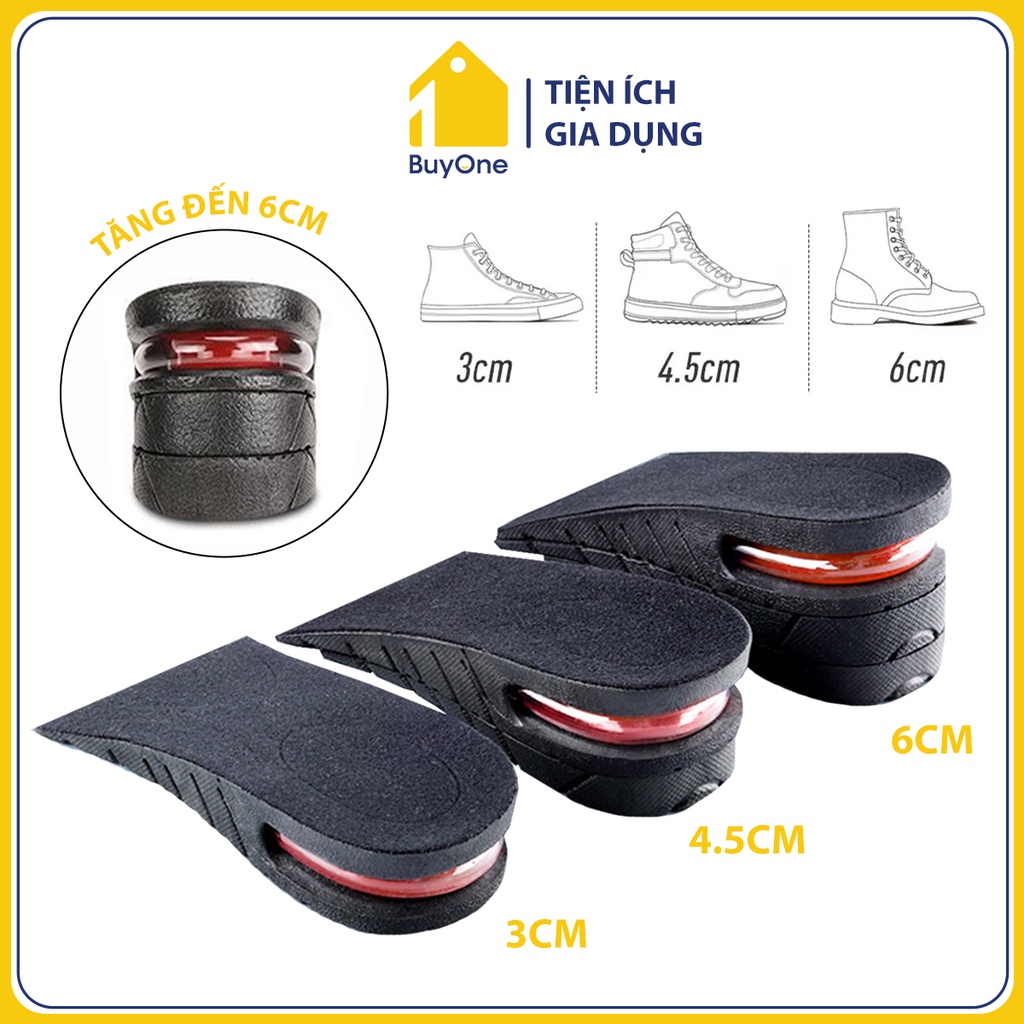 Lót giày độn đế cao su non nửa bàn chân cấu trúc tổ ong tăng chiều cao 3cm, 4.5cm, 6cm, tăng chiều cao, giảm đau chân, h