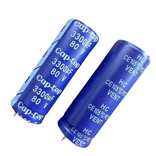 2 quả Tụ amly Cap-Top 80V 3300uf 22x60mm mới