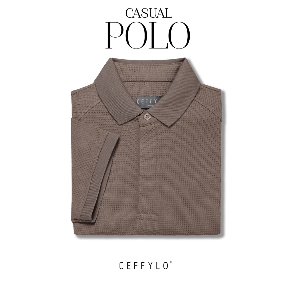 Áo Polo Nam Cộc Tay Có Gân Màu Chocolate Ceffylo Chất Liệu Cotton Kiểu Dáng Trẻ Trung Form Slimfit Thời Trang Nam