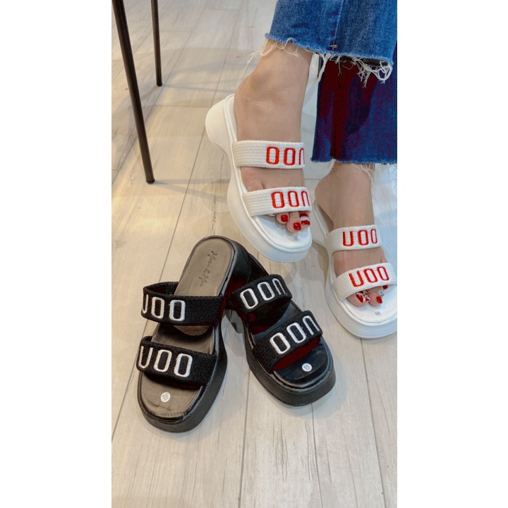 Dép nữ đế xuồng cao 4p QUAI NGANG THÊU UOO mẫu mới trend 20