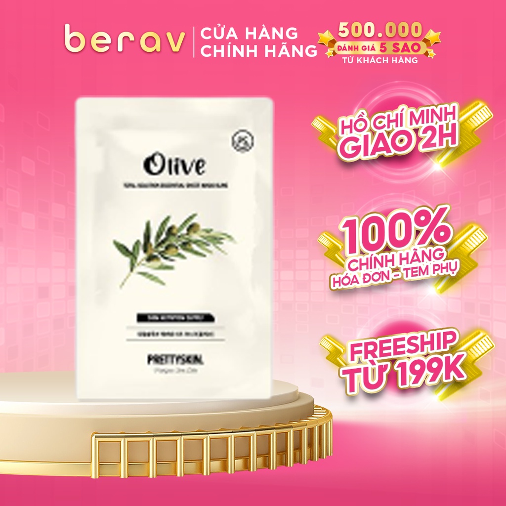 Mặt Nạ Tinh Chất Olive Dưỡng Ẩm, Chỗng Lão Hoá Prettyskin Total Solution Essential Sheet Mask 23ml - OLIVE