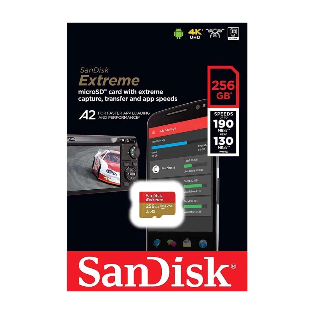 Thẻ Nhớ MicroSDXC SanDisk Extreme V30 A2 256GB 190MB/s SDSQXAV-256G-GN6MN