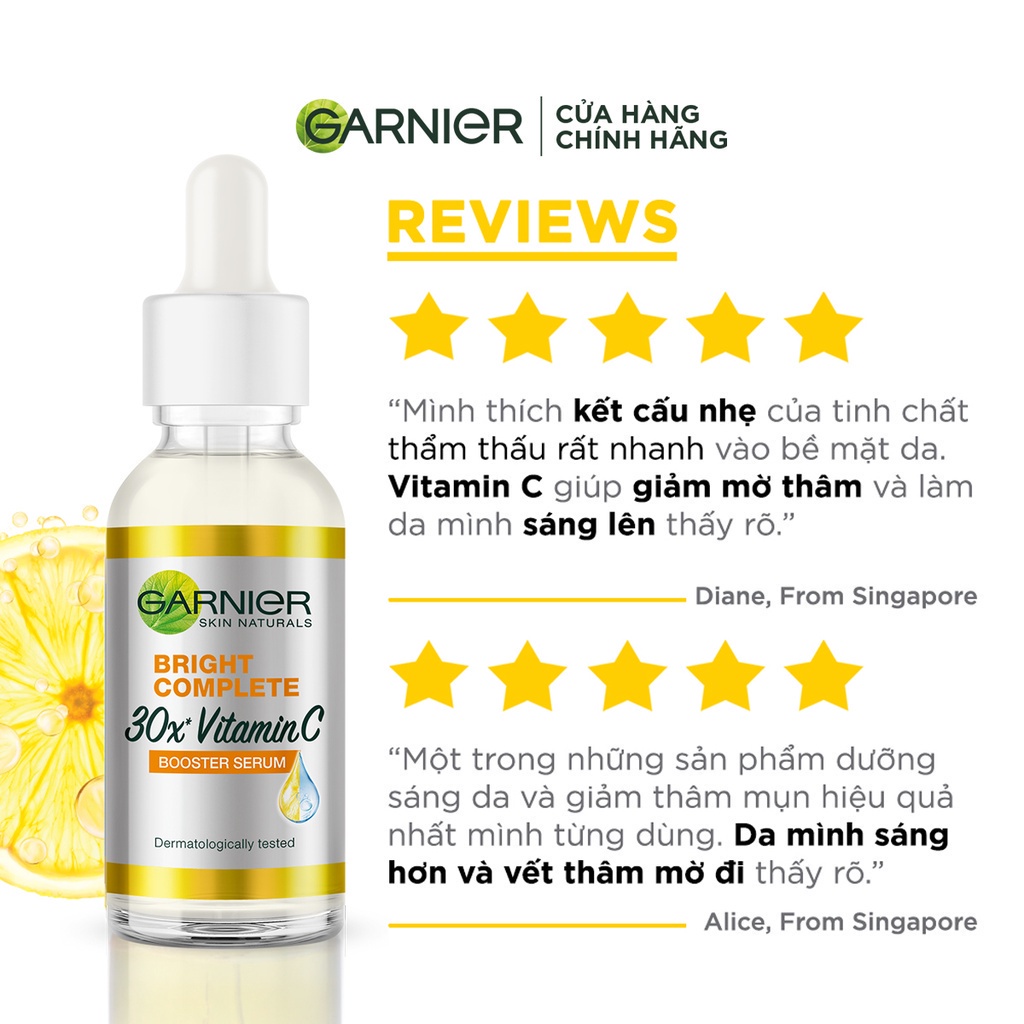 SALE.serum trắng da ganier vitamin c 30 giảm mụn serum ganier tinh chất vitamin c giảm thâm mụn 30ml dưỡng ẩm chính hãng