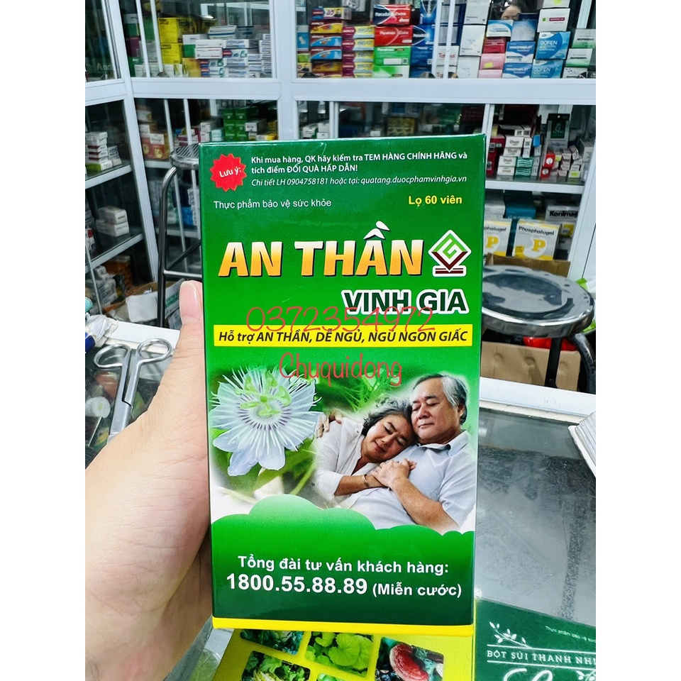 Viên Uống An Thần VINH GIA Hỗ Trợ Ngủ Ngon, Giảm Căng Thẳng Mệt Mỏi Tăng Đề Kháng Hộp 60 Viên