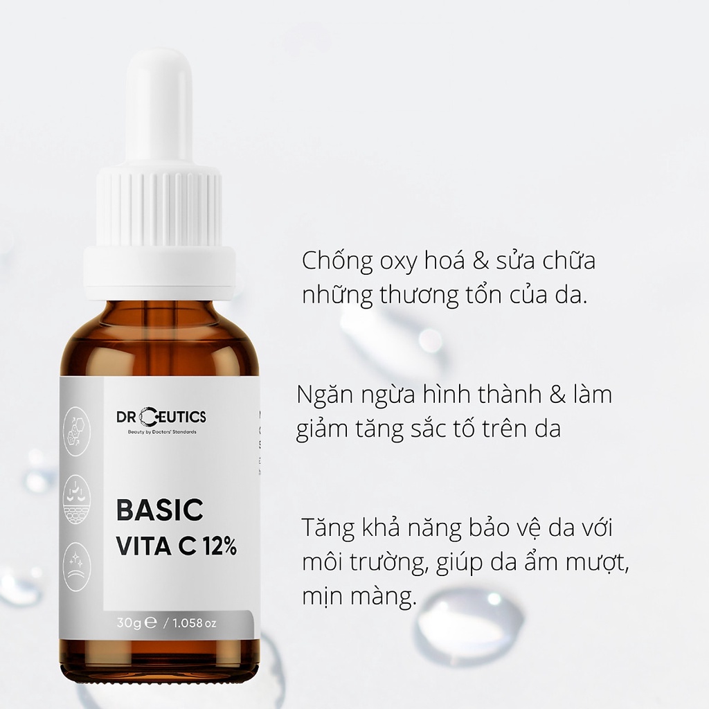 Combo 2 Sản Phẩm DrCeutics Làm Sáng, Giảm Thâm Cho Da Thường (Niacinamide 12% 30g + Vita C 12% 30g)