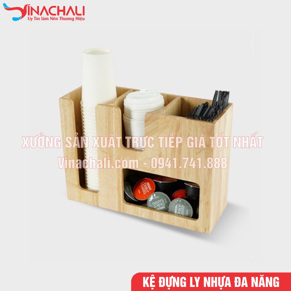 Khay Đựng Ly, Giá Đỡ Cốc, Kệ Đựng Ly Giấy Trà Sữa, Ly Nhựa, Ống Hút, Khăn Giấy Đa Năng - Gỗ Tự Nhiên Cao Cấp