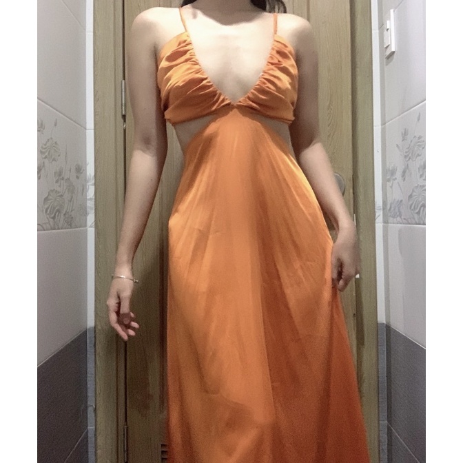 thanh lý đầm maxi lụa đi biển sz s eo 69