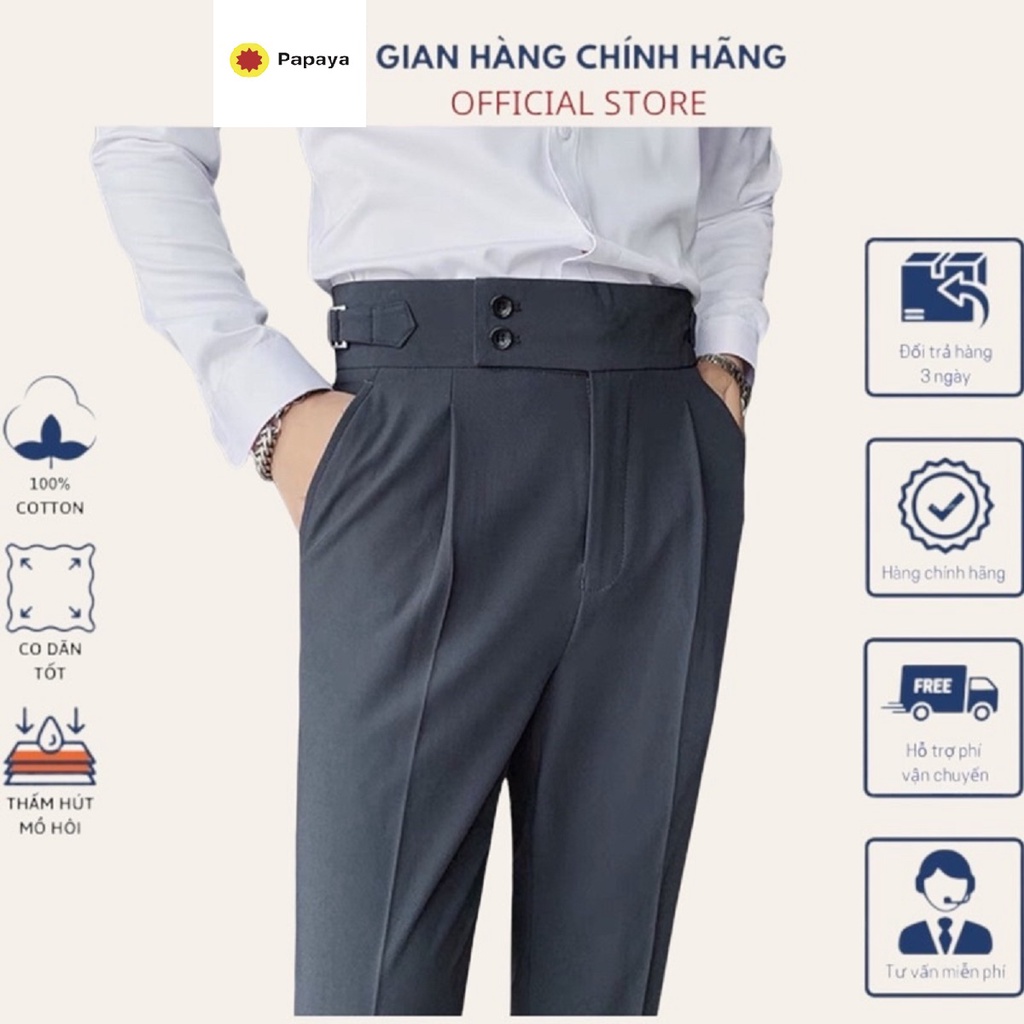 Quần Âu Bagyy Nam cạp cao , ống côn slim xu hướng Hàn Quốc