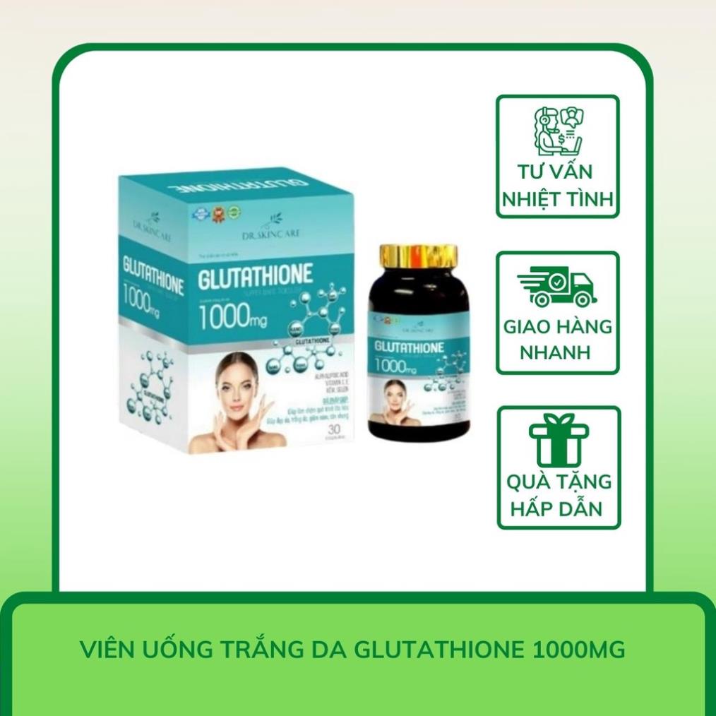 Viên Uống GLUTATHIONE 1000mg Giúp Da Mờ Nám, Hỗ Trợ Trắng Da, Chậm Quá Trình Lão Hóa Da