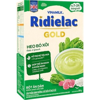 Bột ăn dặm RIDIELAC Heo bó xôi - Hộp giấy 200g