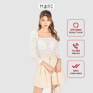 Áo thun nữ MARC FASHION sheer tay dài vai phồng FASN041621