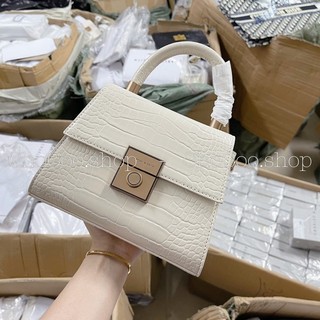 Túi da rắn xuất xịn cúc đồng quai vòm có dây đeo chéo