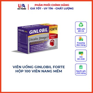 Ngăn ngừa tai biến mạch máu não, tiền đình - GINLOBIL FORTE - Ginkgo Biloba, Omega 3 và cao đinh lăng - Hộp 100 viên