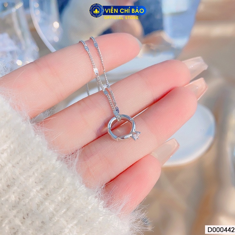 Dây chuyền bạc nữ nhẫn đính đá chất liệu bạc 925 thời trang phụ kiện trang sức Viễn Chí Bảo D000442