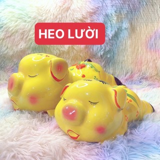 Heo đất dáng nằm chất liệu gốm sứ cao cấp - Lợn đất tiết kiệm chất liệu Gốm Sứ dáng heo nằm ngủ trang trí dreco
