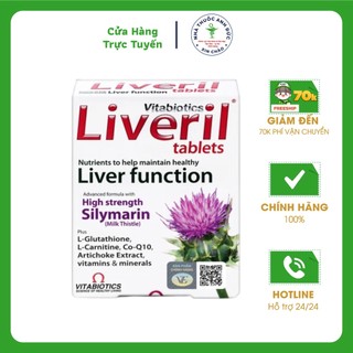 Viên uống bổ gan Anh Vitabiotics Liveril, Giúp bảo vệ gan tối ưu, tăng cường chức năng gan. Hộp 30 viên