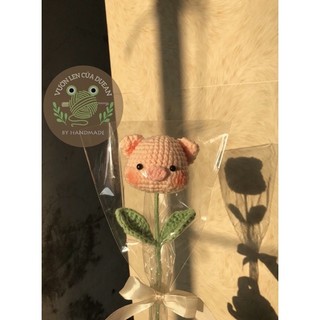 Bông hoa Heo Thỏ bằng len ( Ảnh Thật )
