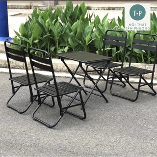 Bàn ghế xếp sắt sơn tĩnh điên, bàn bistro xếp gọn thích hợp ngoai trời, quán cafe r40xd60xc50