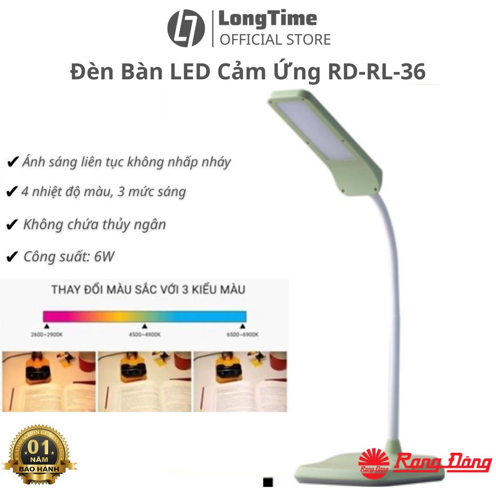 Đèn học cảm ứng chống cận Rạng Đông RD-RL-36 6W LED chính hãng cao cấp