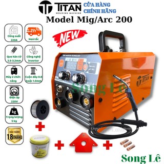 Máy hàn mig không dùng khí 2 chức năng mig/arc 200 titan - tặng full phụ kiện
