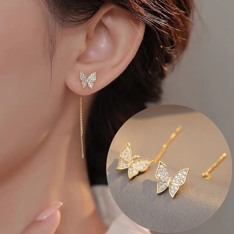 Khuyên Tai Tua Rua Hình Bướm Bằng Bạc Sterling Thời Trang Mùa Hè Hàn Quốc Mới 2023 Dành Cho Bạn Nữ