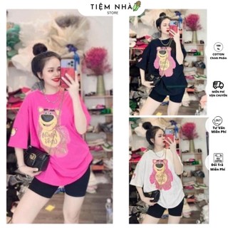 Sét áo thun 3158 cotton khô + quần legging lửng , sét áo gấu panda quần legging