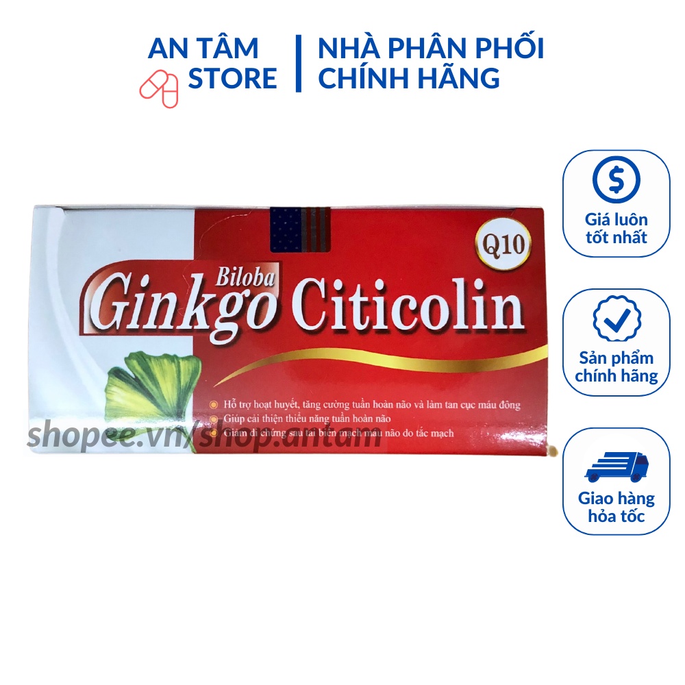 Viên uống bổ não Ginkgo Biloba Citicolin Coenzym Q10 giúp hoạt huyết, dưỡng não