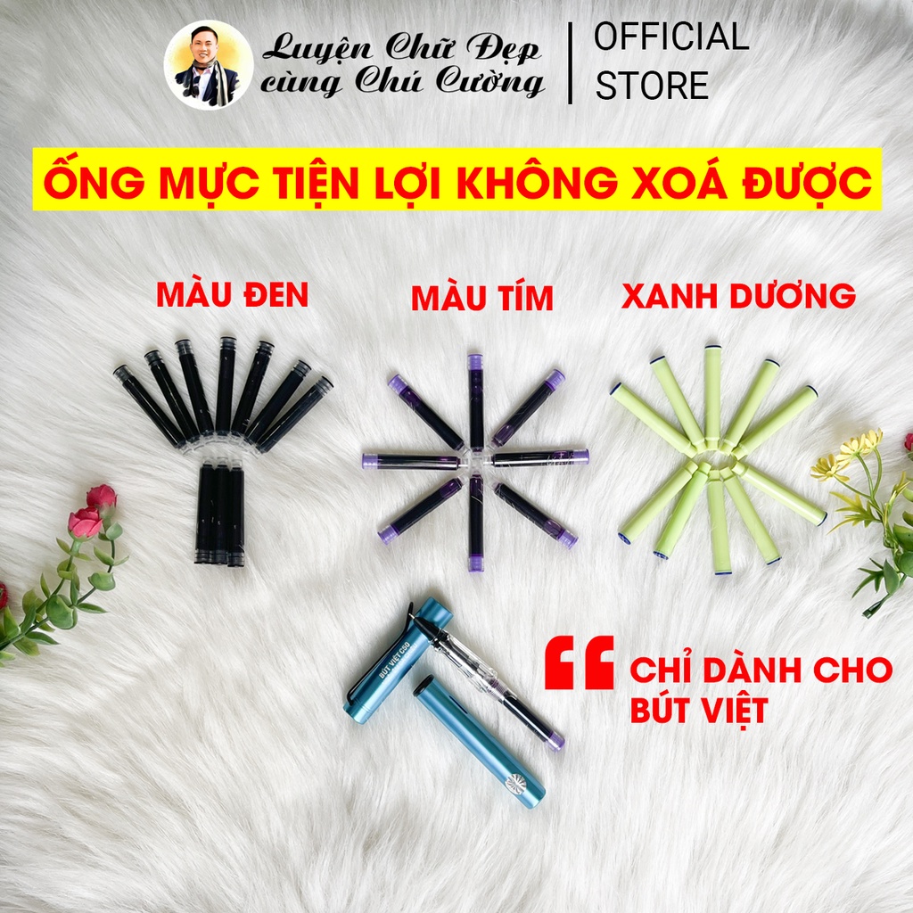 30 ống mực KHÔNG XOÁ ĐƯỢC tiện lợi dễ lắp cho bé đi học (tím, xanh dương, đen)