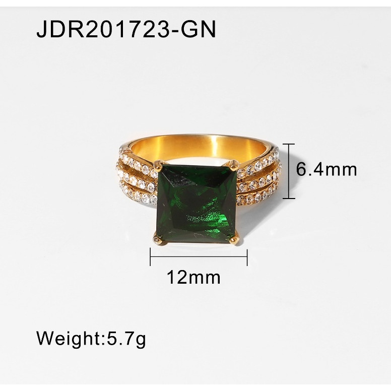 Nhẫn Nữ Đá Nhân Tạo Hình Vuông Nhiều Màu Titan Ko Đen TT4611