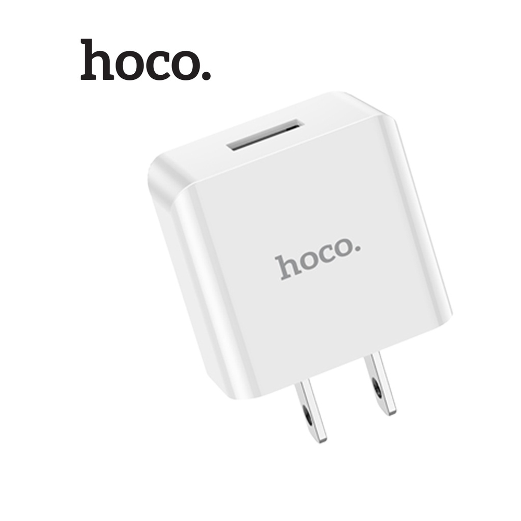 Củ sạc Hoco C106 PD10.5W 5V/2.1A 1 cổng USB chân cắm dẹt chuẩn US chất liệu PC cao cấp,thích hợp nhiều dòng điện thoại