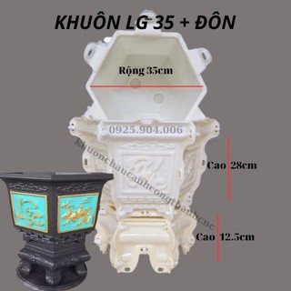 Khuôn đúc chậu cảnh lục giác 35 Phúc Lộc Thọ và Chân Đôn, Kết hợp 3 hoạ tiết Tùng, Chim, Đào, Nhựa ABS mới 100%