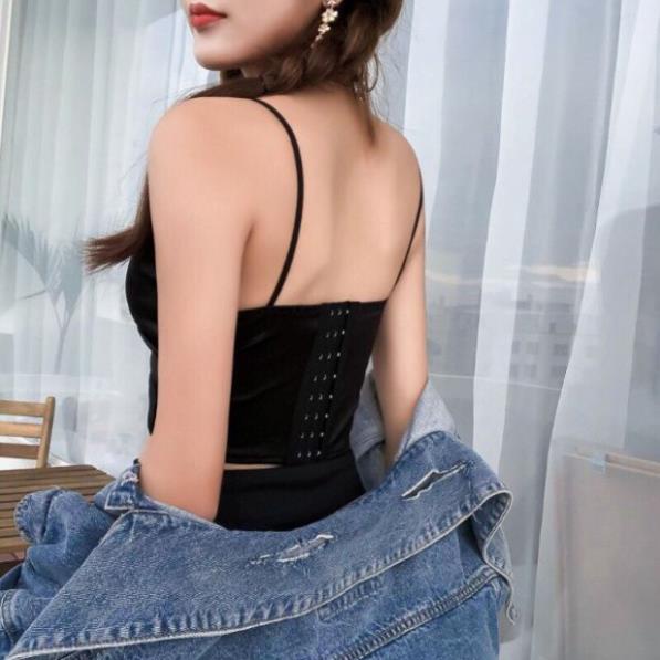 Áo Bra Ngực 2 dây satin dáng dài SAM SAM Đệm Lót Mút Mỏng Phi Bóng 8 Móc Cài Sau Cao Cấp Free size 32-34-36-38 vừa | BigBuy360 - bigbuy360.vn