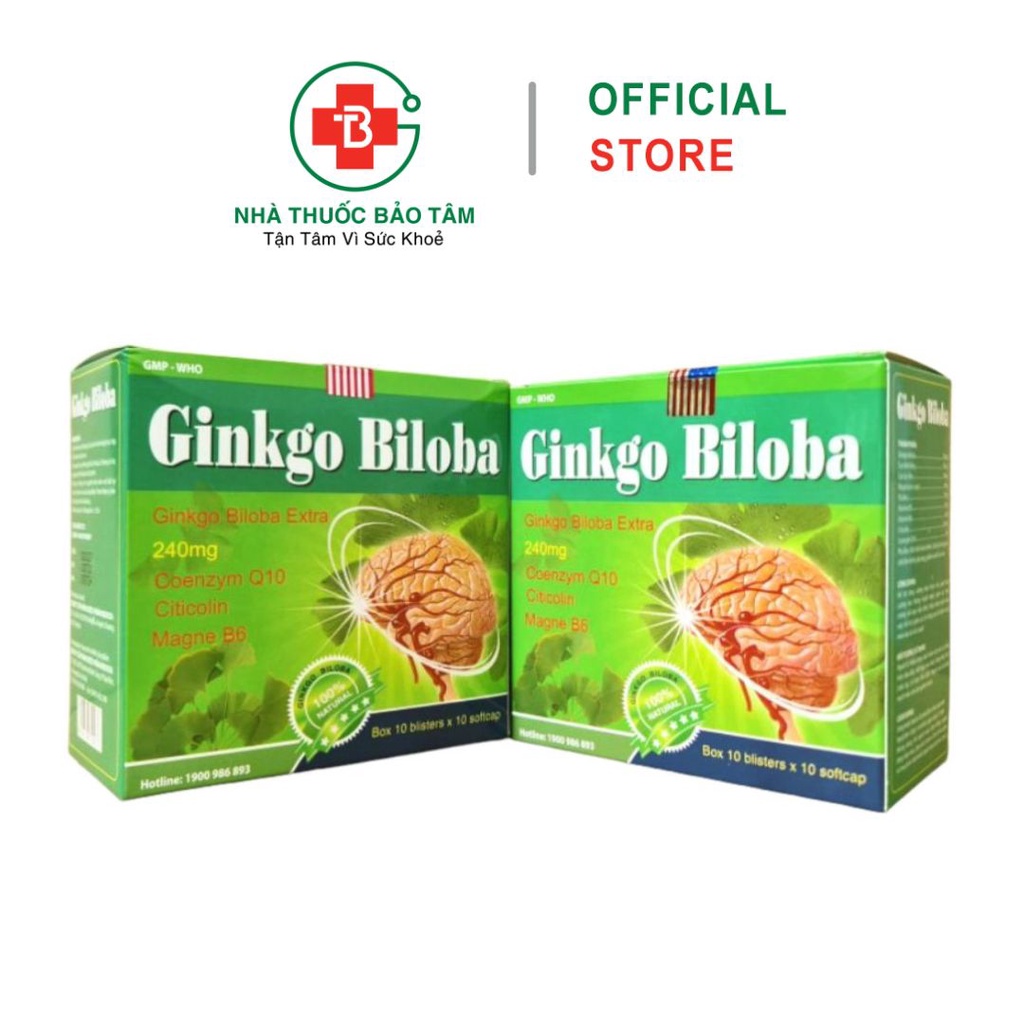 Hoạt huyết dưỡng não Ginkgo Biloba 240mg giúp bổ sung dưỡng chất cho não, tăng cường tuần hoàn máu não - Hộp 100 viên