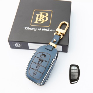 Bao da chìa khoá ô tô Huyndai Creta khoá 4 nút da bò thật bảo hành 2 năm về da hàng chính hãng boboay