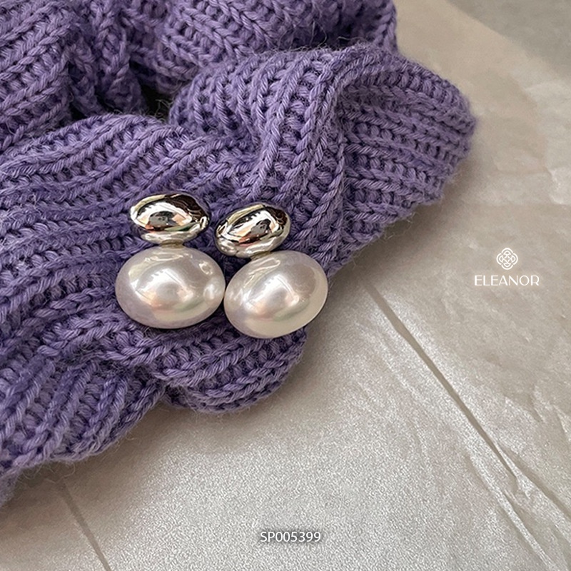 Bông tai nữ chuôi bạc 925 Eleanor Accessories thiết kế dáng hồ lô ngọc trai nhân tạo phụ kiện trang sức 5399