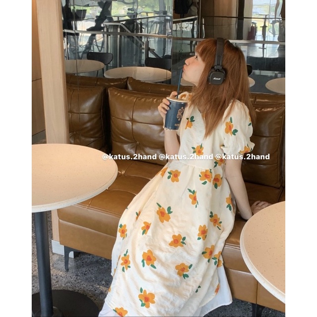 Đầm váy babydoll có dây buộc tay bo chun ullzang