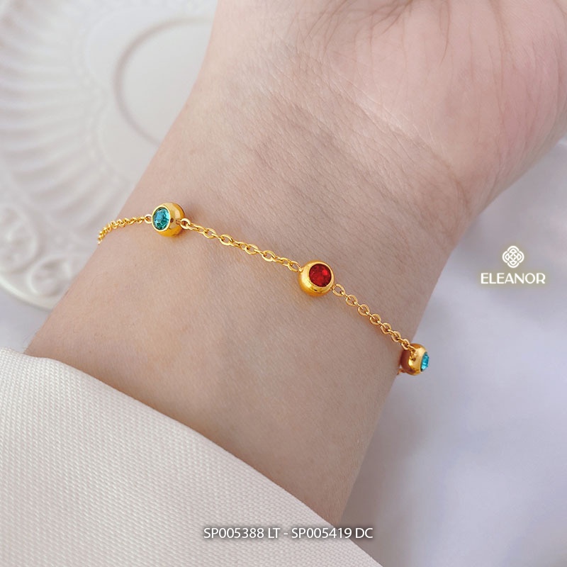 Dây chuyền lắc tay titan nữ Eleanor Accessories bộ trang sức đính đá nhiều màu phụ kiện trang sức trẻ trung 5388