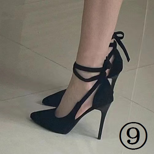 Giày Cao Gót Mũi Nhọn Màu Đen Size Lớn 42 Thời Trang Thu Đông 2023 Cho Nữ