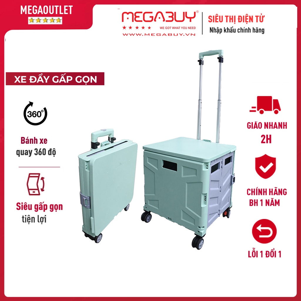 Xe kéo hàng gấp gọn 4 bánh Nhật Bản Fujihome, xe đẩy hàng hình vali xếp gọn 65 L đi chợ đa năng siêu thị ô tô