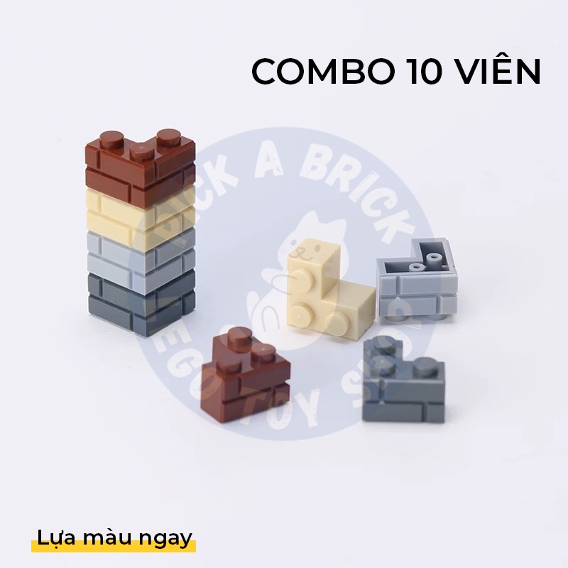 Combo 10 viên Gạch góc tường chữ L 2x2 - Đồ chơi lắp ráp gạch MOC part Gạch vân tường xây thành trì brick