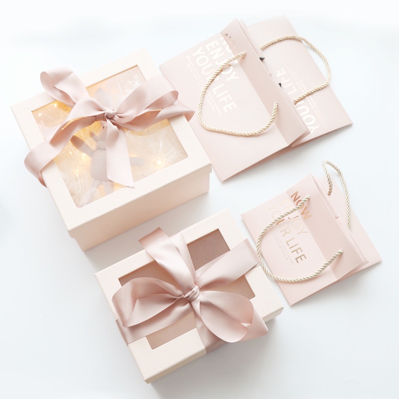 Sét hộp + túi đựng quà cao cấp có nơ xinh xắn, hộp quà tặng sinh nhật, 8/3, quà tặng valentine, 20/10, 20/11