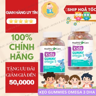 [Mẫu mới][Chính Hãng]Kẹo Dẻo Kids Gummy Omega 3 Healthy Care cho bé thông minh sáng trí