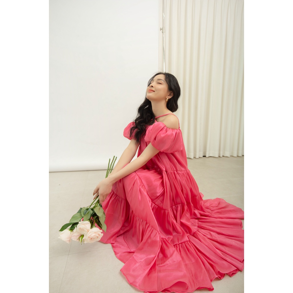 GOÛT DE JUN - Váy Maxi Hồng Trễ Vai Dáng Dài Siêu Xinh - COBIE DRESS