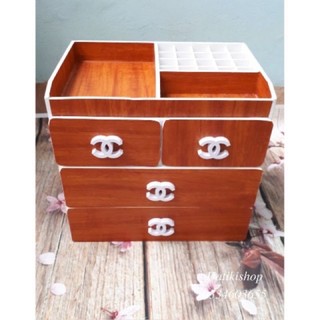Kệ đựng mỹ phẩm 4 tầng dán màu gỗ