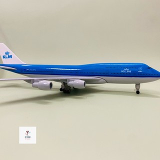 Mô hình máy bay kim loại klm cao cấp 20cm có bánh xe kèm đế trưng bày